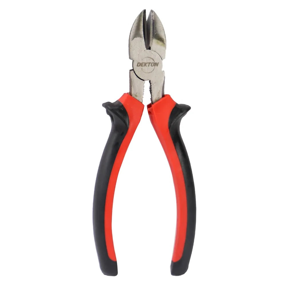 Dekton Side Cutting Pliers with Shock Proof Handle Black and Red 6-Inch DT20142A | Drop Forged Steel | Anti Slip Grip | Ergonomic Two Component Handles | Heat Treated Fully Polished Steel | Ultra Strong Carbon Steel | DIY Electrical and General Repairs