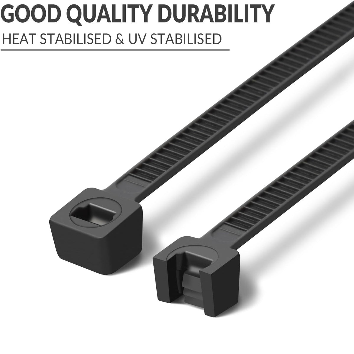 Dekton Heavy-Duty Multi Purpose Cable Ties Black 200mm x 4.8mm Pack of 80 DT70458 | Clic-Loc Technology | High Tensile Strength | Temperature Resistant | Self-Locking Teeth | For Indoor and Outdoor Use | UV Resistance | Bundle Diameter 50mm | Holds Up to