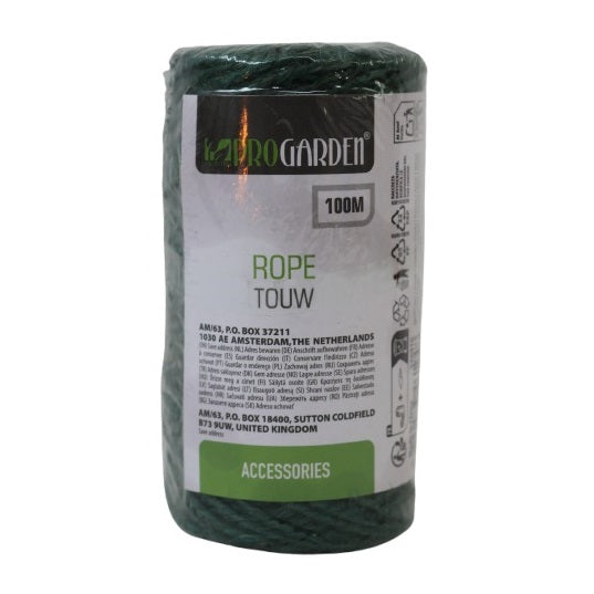ProGarden Jute Rope Touw Green 100Mtr CY8954390 | Accessories | Durable Garden Twine | Strong Multipurpose Rope | For Gardening | DIY | Packaging and Outdoor Use | Jute Twine | Utility Rope | Plant Support Twine | Garden String