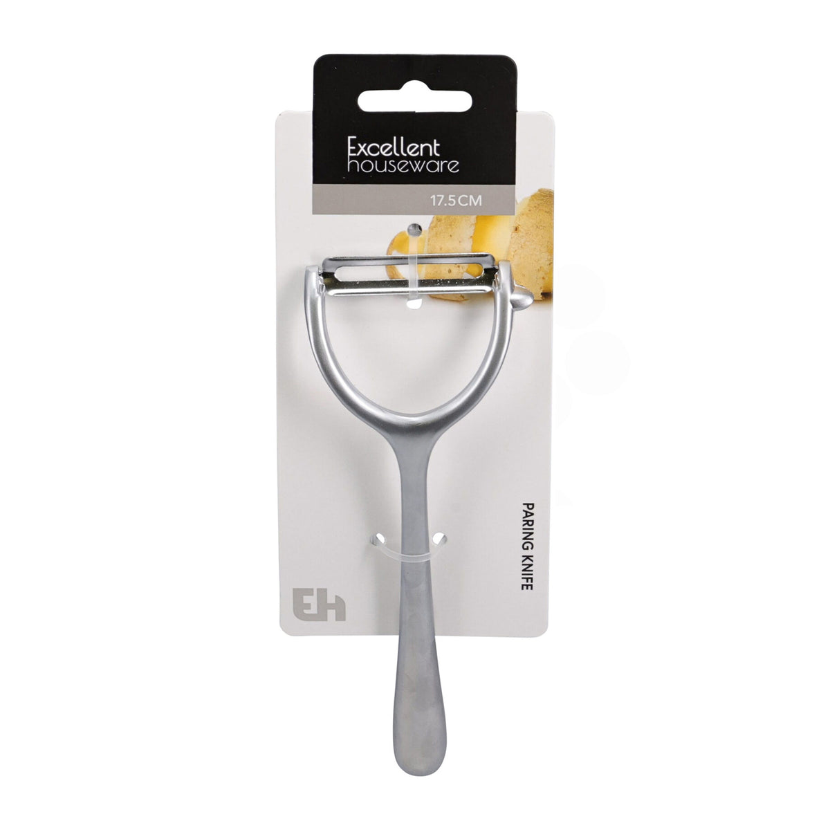 Excellent Houseware Stainless Steel Vegetable Peeler Light Grey 17.5cm CY5657950 | Ergonomic Y Shape Potato Peeler | Pairing Knife | Sharp Swivel Blade | Kitchen Peeling Tool | For Fruits and Vegetables | Handheld Peeler | Kitchen Tool | Cooking Utensil