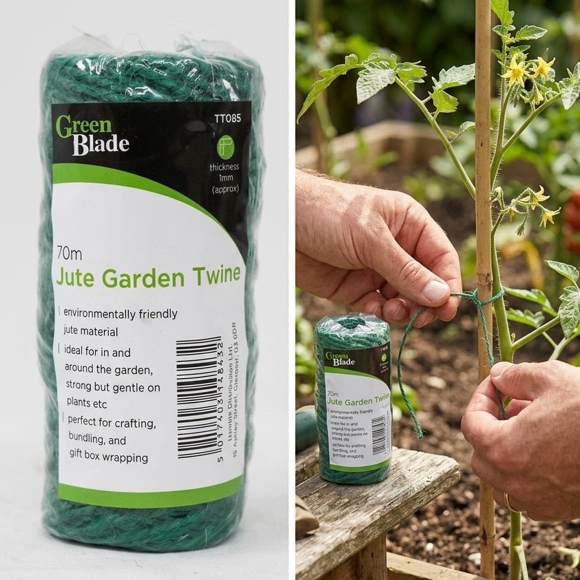 Green Blade Jute Garden Twine Green 70Mtr x 1mm TT085 | Strong Multipurpose Rope | For Gardening | DIY | Packaging and Outdoor Use | Jute Twine | Utility Rope | Plant Support Twine | Garden String | Gift Box Wrapping | Environmentally Friendly Material | For Crafting and Bundling