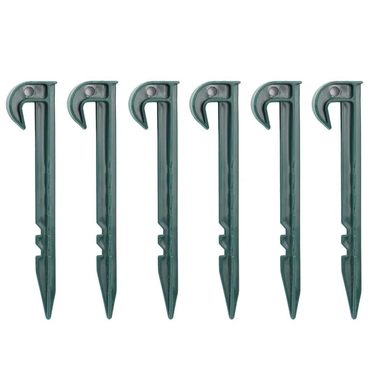 Dekton Garden Pegs Green 14cm Pack of 6 DT95875I | Heavy Duty Plastic Ground Stakes | Weatherproof | Reusable Tent Pegs | Secure and Anchor Garden Fabrics | For Nets and Tarpaulins | Garden Accessories | Landscaping Tools | Soil Anchoring Pegs | Garden