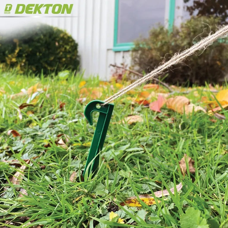 Dekton Garden Pegs Green 14cm Pack of 6 DT95875I | Heavy Duty Plastic Ground Stakes | Weatherproof | Reusable Tent Pegs | Secure and Anchor Garden Fabrics | For Nets and Tarpaulins | Garden Accessories | Landscaping Tools | Soil Anchoring Pegs | Garden