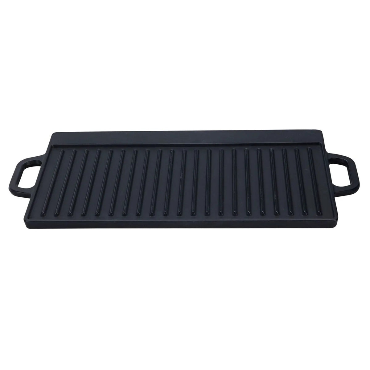 BBQ Grill Style Double Sided Grill Pan with Handles Black 50.3cm x 23.5cm x 1.4cm C85000340 | Reversible Flat and Ribbed Cooking Surface | Non Stick Griddle Tray | Indoor Outdoor Cooking BBQ Plate | Max 240 Degree Celsius Heat Resistant | Meat Grill