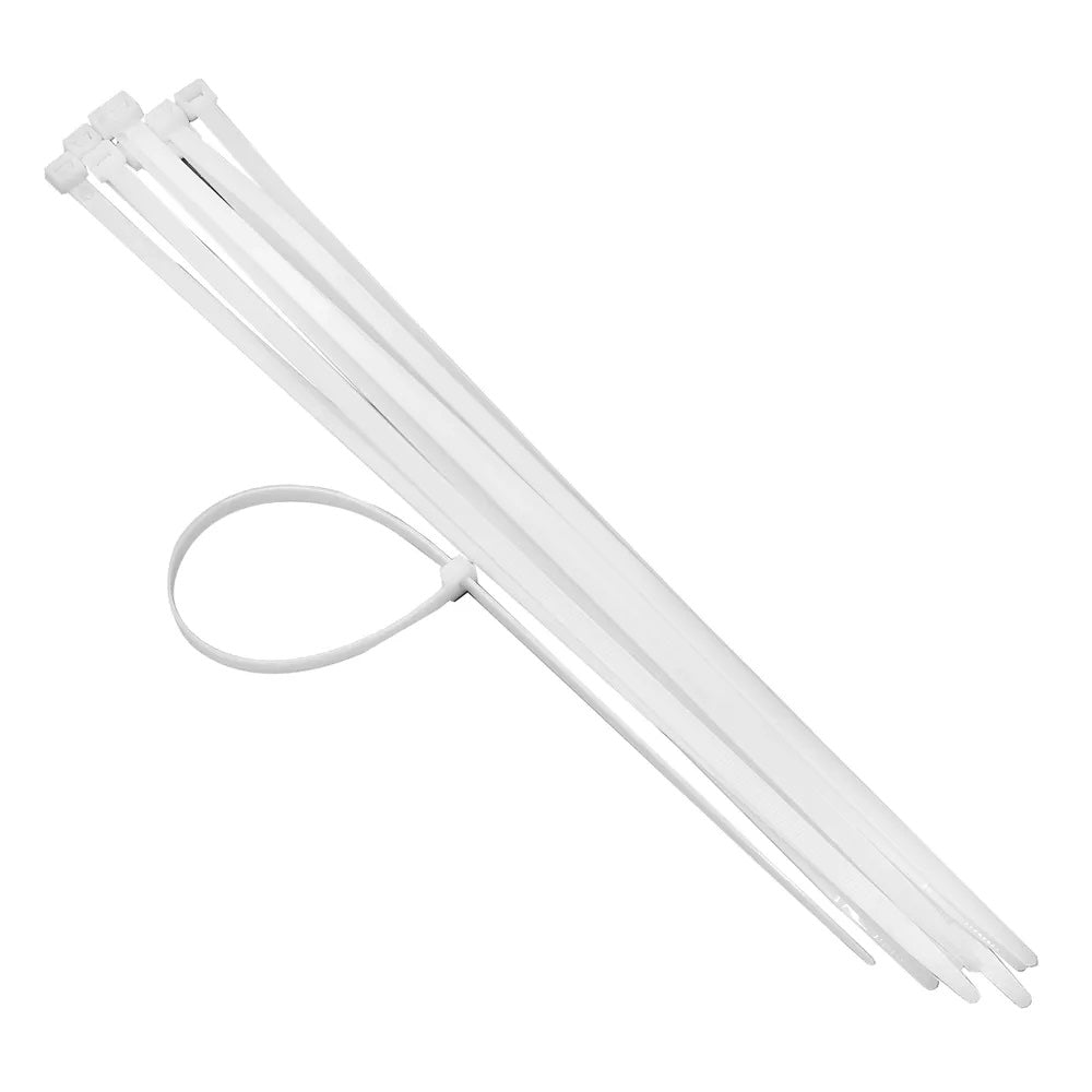Dekton Heavy-Duty Multi Purpose Cable Ties White 380mm x 4.8mm Pack of 30 DT70475B | Clic-Loc Technology | High Tensile Strength | Temperature Resistant | Self-Locking Teeth | For Indoor and Outdoor Use | UV Resistance | Bundle Diameter 100mm | Holds Up