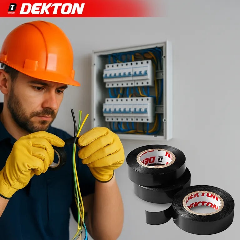 Dekton Extra Strength PVC Tape Black 13Mtr x 15mm Pack of 3 DT90859 | 0.12mm Thickness | Water Resistant | For Electrical Repairs | Self Fusing Adhesive Tape | Electrical Insulation Tape | Cable Protection Tape | DIY Electrical Tape | Multi Purpose Tape