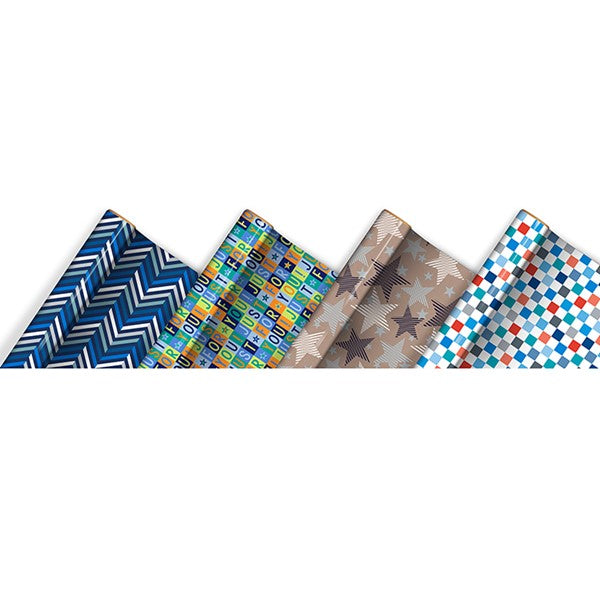 Clairefontaine Eurowrap Recyclable Male Gift Wrap Roll Assorted Colours 3Mtr x 70cm Pack of 1 37097-GWC | Eco-Friendly Wrapping Paper | FSC Certified Recycled Paper | For Birthdays-Holidays and Special Occasions | Decorative Wrap | Present Wrap