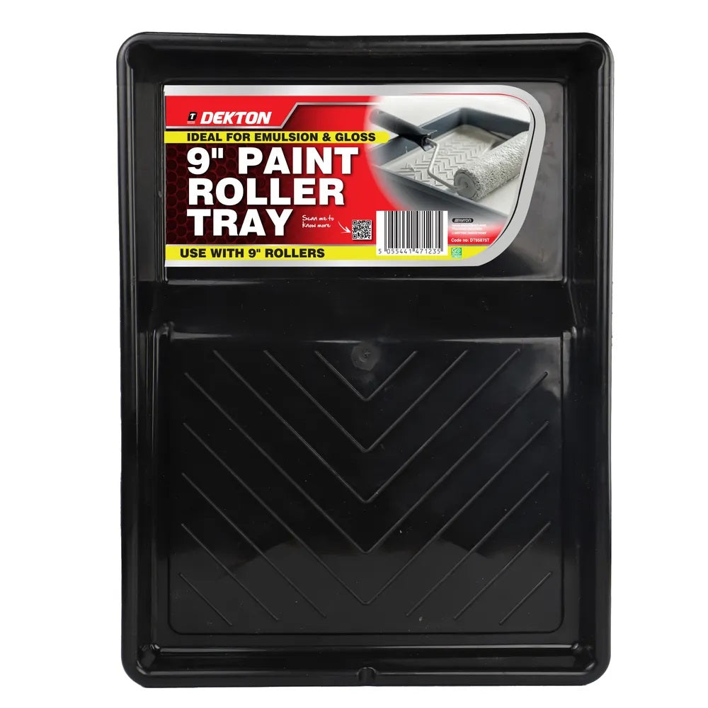 Dekton Paint Roller Tray Black 9-Inch DT95875T | Heavy Duty Paint Tray | Deep Well Design | For Emulsion and Gloss Painting | DIY Decorating Tool | Painting Accessories | Home Painting Supplies | Professional Paint Tray | Wall Painting Tools