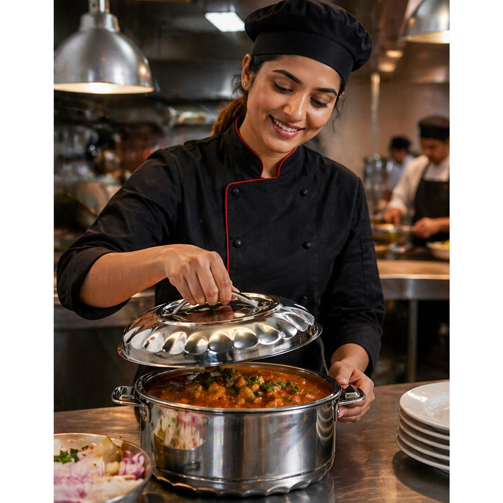 Max Fresh Solitare Stainless Steel Insulated Hot Pot with Unique Locking System Chrome Finish 5000ml RL5000 | For Hot and Cold Food Storage | Double Wall Thermal Casserole | Food Warmer | Meal Storage | Household Kitchenware