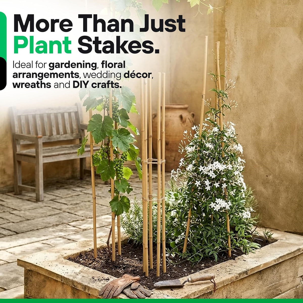 Green Blade Bamboo Plant Support Stakes Brown 90cm Pack of 10 PS211 | Durable | Lightweight and Sturdy Traditional Bamboo | Natural Bending and Movements Helps Growing Plants | Plant Support Sticks | Bamboo Garden Canes | Climbing Plant Support | Natural Bamboo Sticks | Plant Support Poles | Flower Support Stakes | Vegetable Plant Support | Indoor Outdoor Plant Support | Gardening Accessories