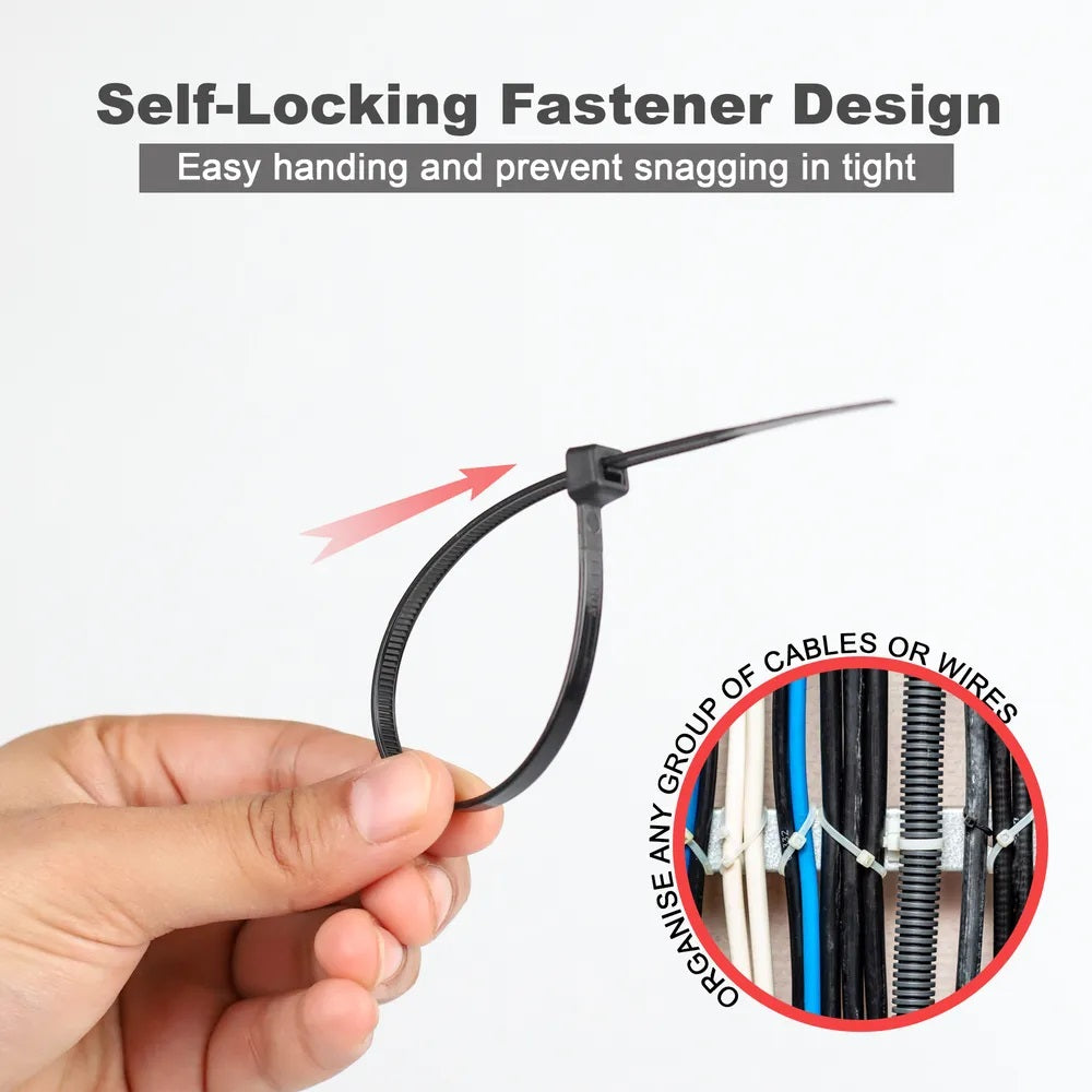 Dekton Heavy-Duty Multi Purpose Cable Ties Black 380mm x 4.8mm Pack of 30 DT70476B | Clic-Loc Technology | High Tensile Strength | Temperature Resistant | Self-Locking Teeth | For Indoor and Outdoor Use | UV Resistance | Bundle Diameter 100mm | Holds Up