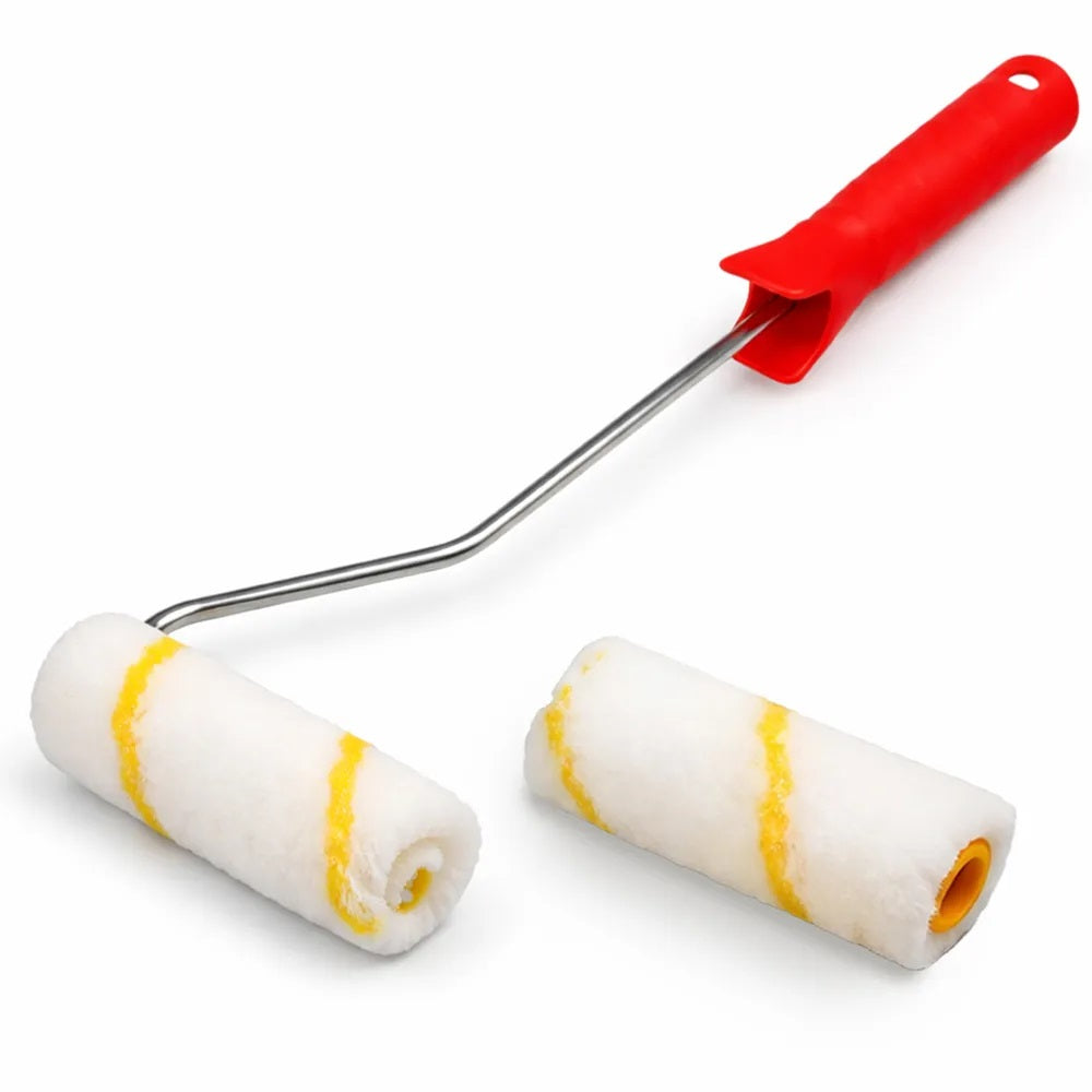 Dekton Radiator Roller Set Red and White Pack of 3 DT95878 | Long-Handled 4-Inch Mini Paint Roller Frame | With Two 4-Inch Medium Pile Sleeves | Ideal for Behind Radiators | Hard-to-Reach Areas | Emulsion Paint Compatible | Decorating Tools | Painting
