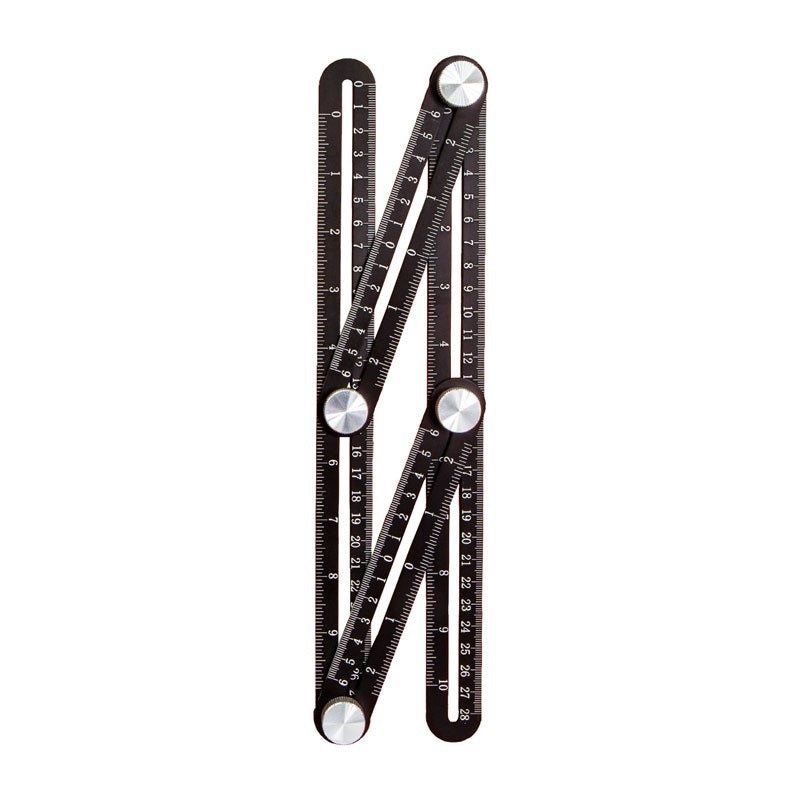 Rolson Multi-Angle Aluminium Template Black 30.5cm x 17cm 50861 | Durable Aluminium Alloy | Easy To Adjust 4 Side Rulers To Any Angles | Tiling Laminate Flooring Gauge | Pipe Brick Block Layout Tool