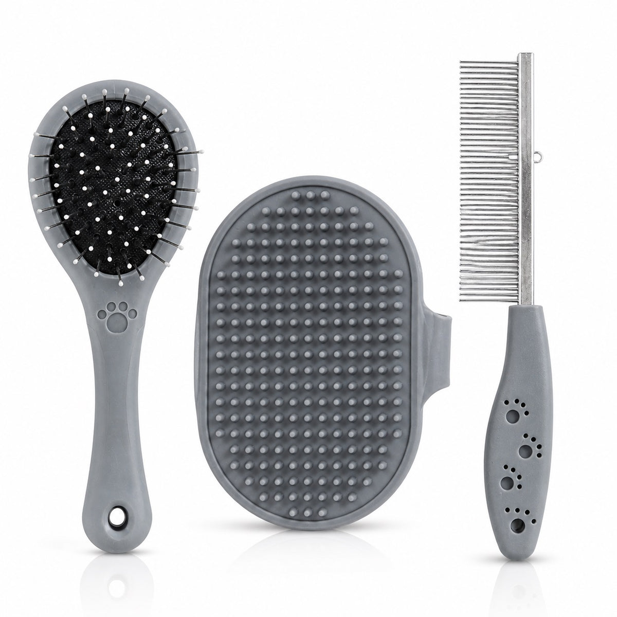 Dogs Collection Pet Brush Set Grey 491015650 | Dog Grooming Brush Kit | Pet Hair Removal Grooming Tools | Cat Dog Fur Cleaning Brush Kit