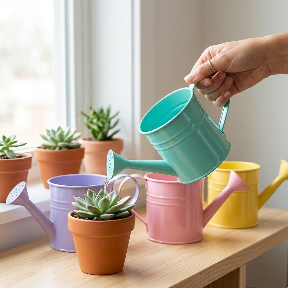 Galvanized Mini Watering Can Assorted Colours ME1000420 | Small Watering Can | Metal Plant Waterer | Indoor Outdoor Gardening | Decorative Planter Jug | Durable Rust Resistant | Home Garden Use