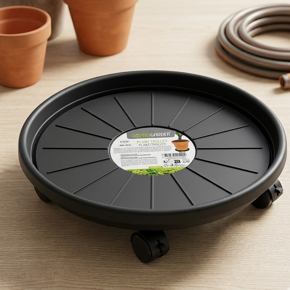 ProGarden Plant Trolley Black 30cm Max-50kg 29000060 | Rolling Flower Pot Caddy | Heavy Duty Plant Mover | Wheeled Pot Stand | Planter Dolly | Garden Patio Home Indoor Outdoor Use