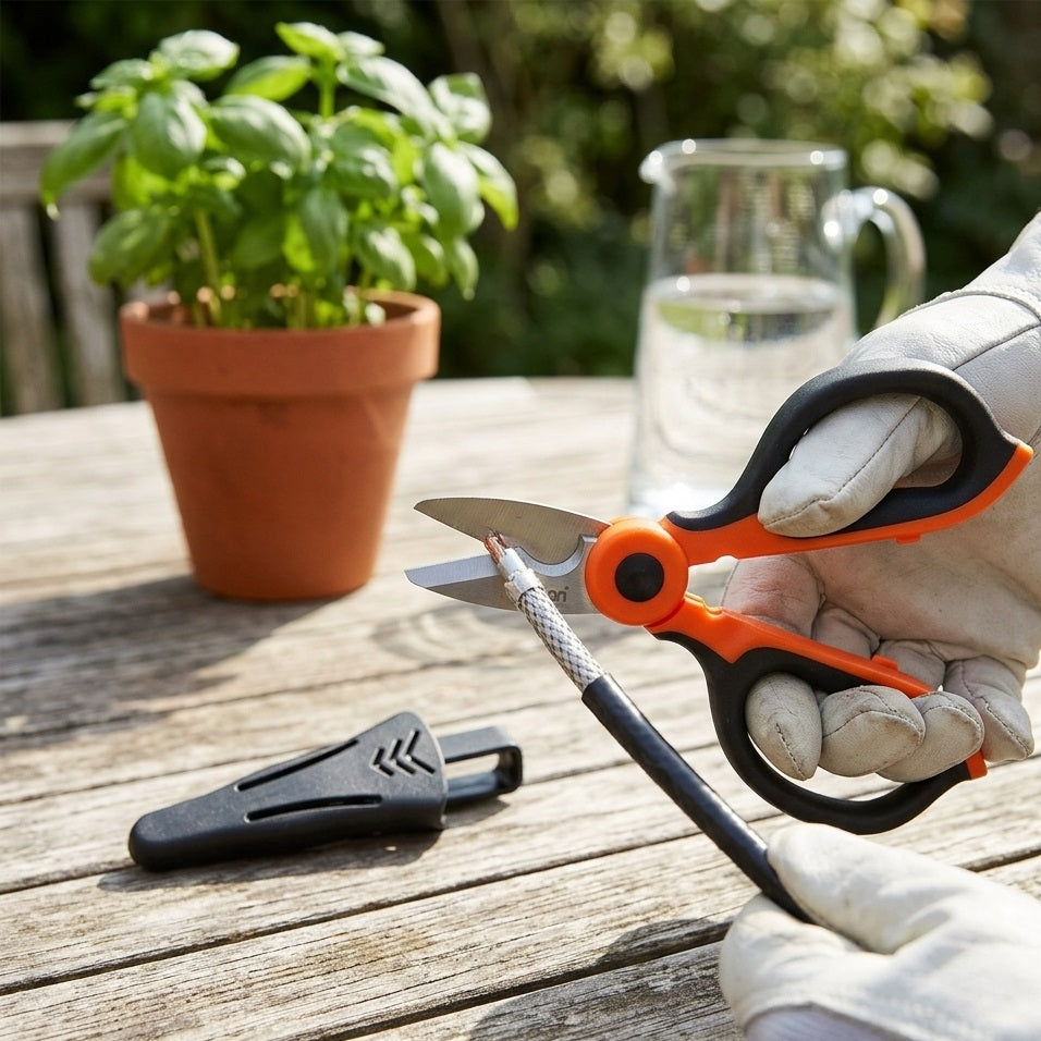 Rolson Multi-Purpose Electricians Scissors Black and Orange 155mm 64464 | Stainless Steel Blades and Soft Cushion Grips | Suitable for Cuting Wire Maximum 10mm | Belt Clip Sheath