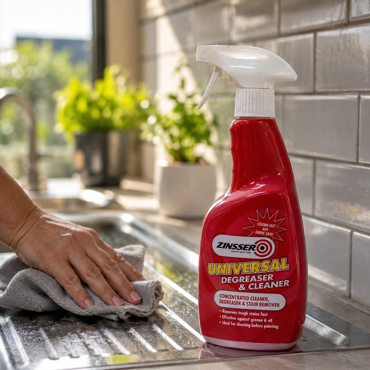 Zinsser Universal Degreaser and Cleaner Spray Red 750ml ZN31001G5 | Removes Tough Stains Fast | Effective Against Grease and Oil | Ideal for Cleaning Before Painting