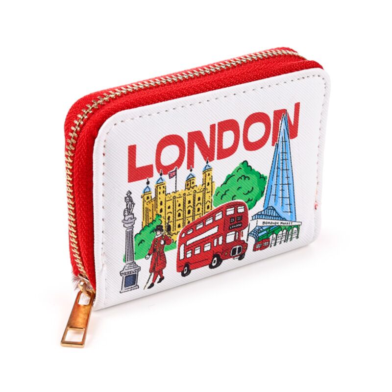 Puckator London Icons Purse Assorted Small Pack Of 1 PUR181 | Canvas Faux Leather Material | | Zip Around Small Wallet | British Souvenir Coin Pouch | Travel Card Holder Travel Accessory