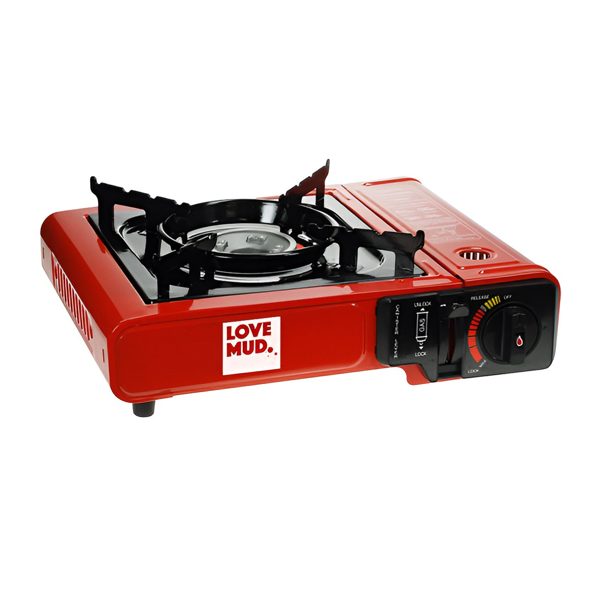 Bonningtons Love Mud Portable Stove Red 2.1kW OLSTOVE | Portable Gas Camping Stove | Butane Cartridge Cooker Hob | Outdoor Cooking Stove | Picnic Camping Caravan Fishing Hiking Cooker