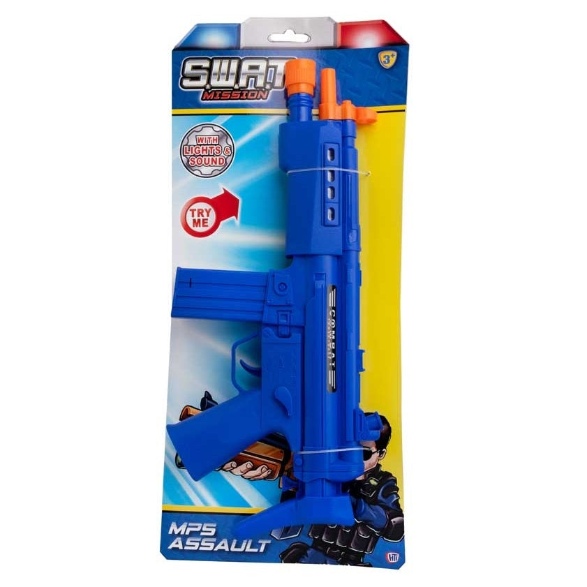 HTI Swat Mission Assault MP5 Toy Gun Blue 1376776 | With Lights and Sound | Outdoor Adventure Toy | Action Play Gun | Plastic MP5 Toy Rifle