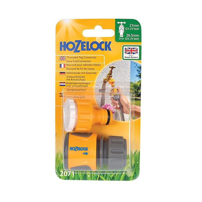 Hozelock Heavy Duty Thread Tap Connector With Hose Connector Multicolour 21 x 26.5mm 20710000 | Supplied With Complete Fittings | Pack of 2 | Garden Accessories | Hose Fitting