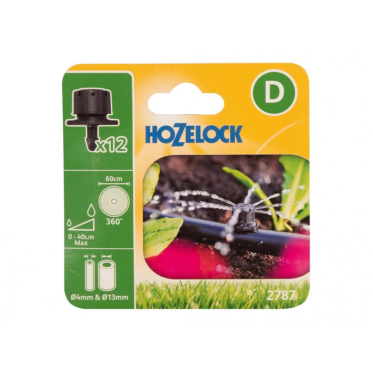 Hozelock End of Line Mini Sprinkler Black Pack of 12 2787P0000 | Supplied With Complete Fittings | 0-40Ltr Per Hour Max | Garden Watering Accessories | Vegetable Garden Sprinkler | Flower Bed Sprinkler