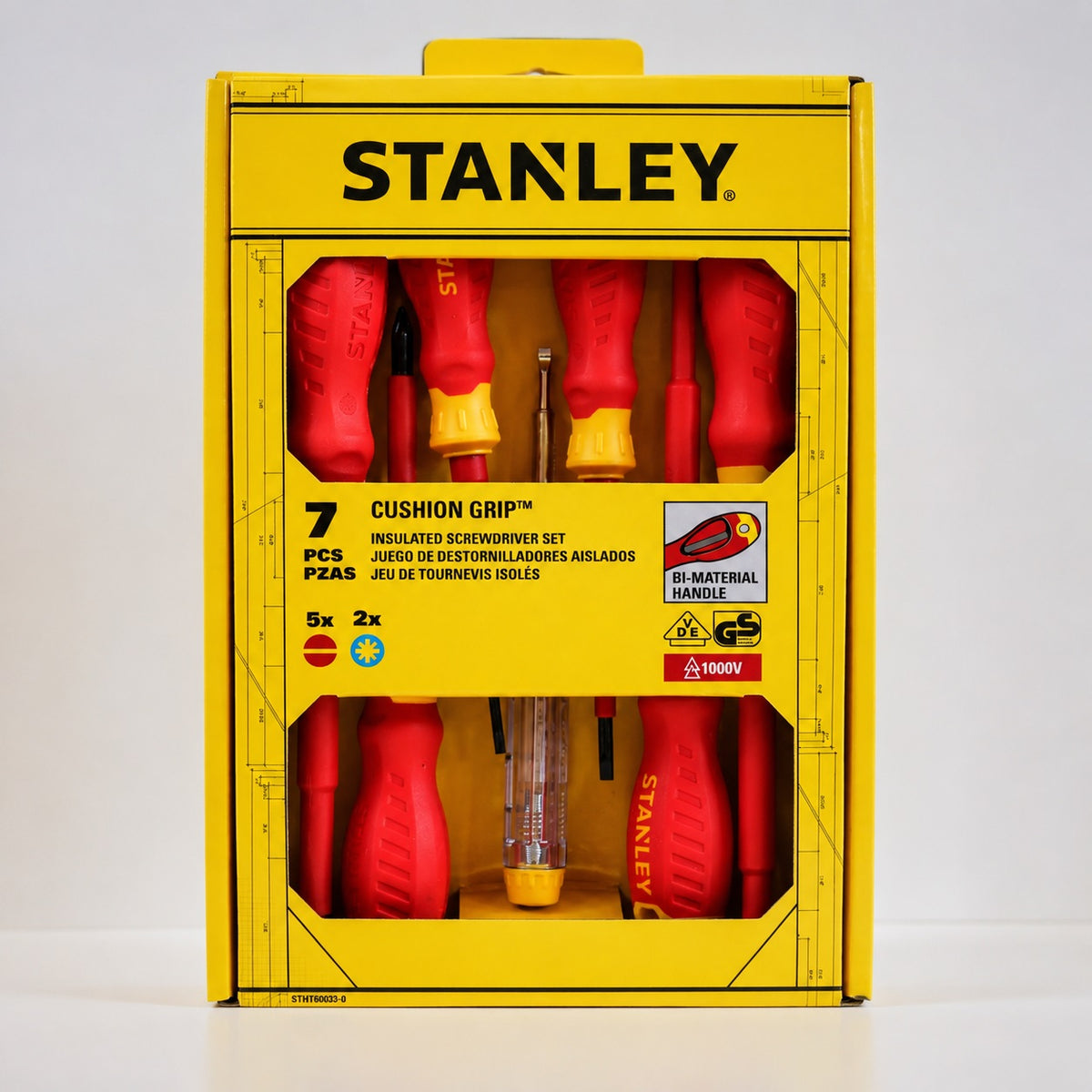 Stanley Cushion Grip Insulated Screwdriver Set Red Pack of 7 STHT60033-0 | BI-Material Handle | Screwdrivers For Home Repair | Electrician Tools | Maintenance Tools | Stanley Hand Tools