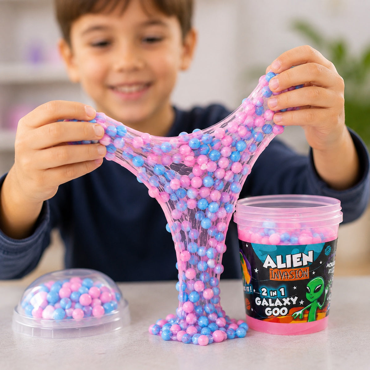HTI Alien Invasion 2 In 1 Galaxy Goo Slime Assorted Pack of 1 1351059.V27 | Foam Beads | Sensory Tactile Play Toy | Suitable for Ages 3 Plus