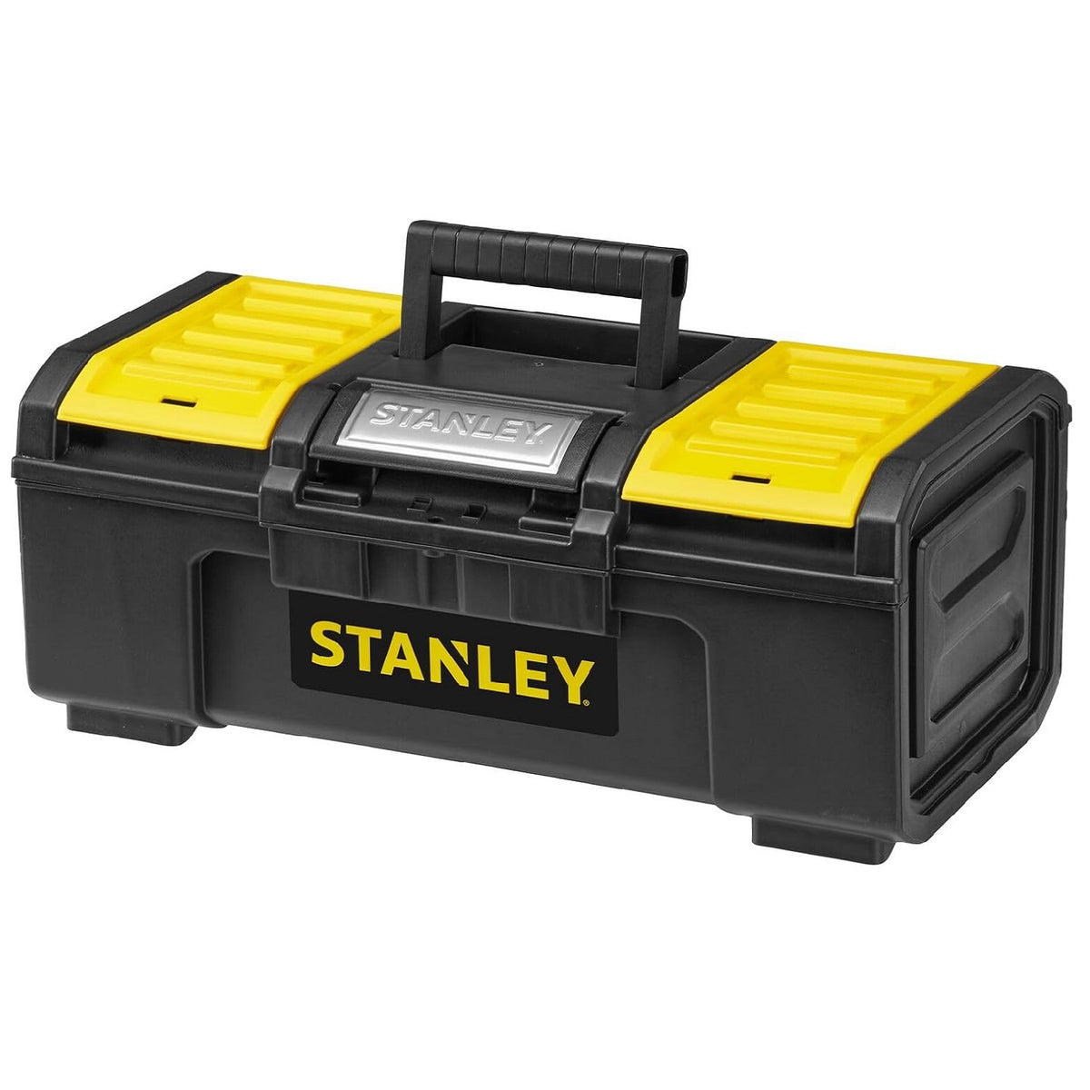 Stanley One-Touch Tool Box Black Yellow 39.4cm x 22cm x 16.2cm Pack Of 1 1-79-216 | Removable Tote Tray Lid Organisers | Heavy Duty Portable Storage Chest | Suitable for Tools Hardware Accessories Organisation