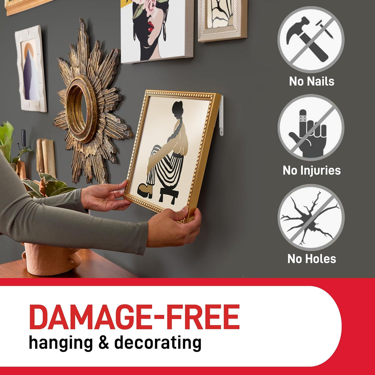 3M Command Narrow Picture Hanging Strips White Pack of 4 Pairs 4342-4 | 3M Damage Free Adhesive Hanging | Holds Strongly and Removes Cleanly | Suitable for Frames Up To 45cm x 60cm Wall Mount Display | Holds upto 5kg Max