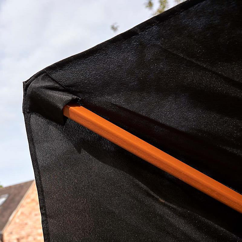 Kingfisher Wooden Garden Parasol Black 2.4Mtr P27B | 2.4Mtr Height x 2.4Mtr Diameter | Robust | Easy to Use Design | Ideal for Use With Many Patio Sets | Simple to Assemble | Garden Sun Shade | Garden Accessories