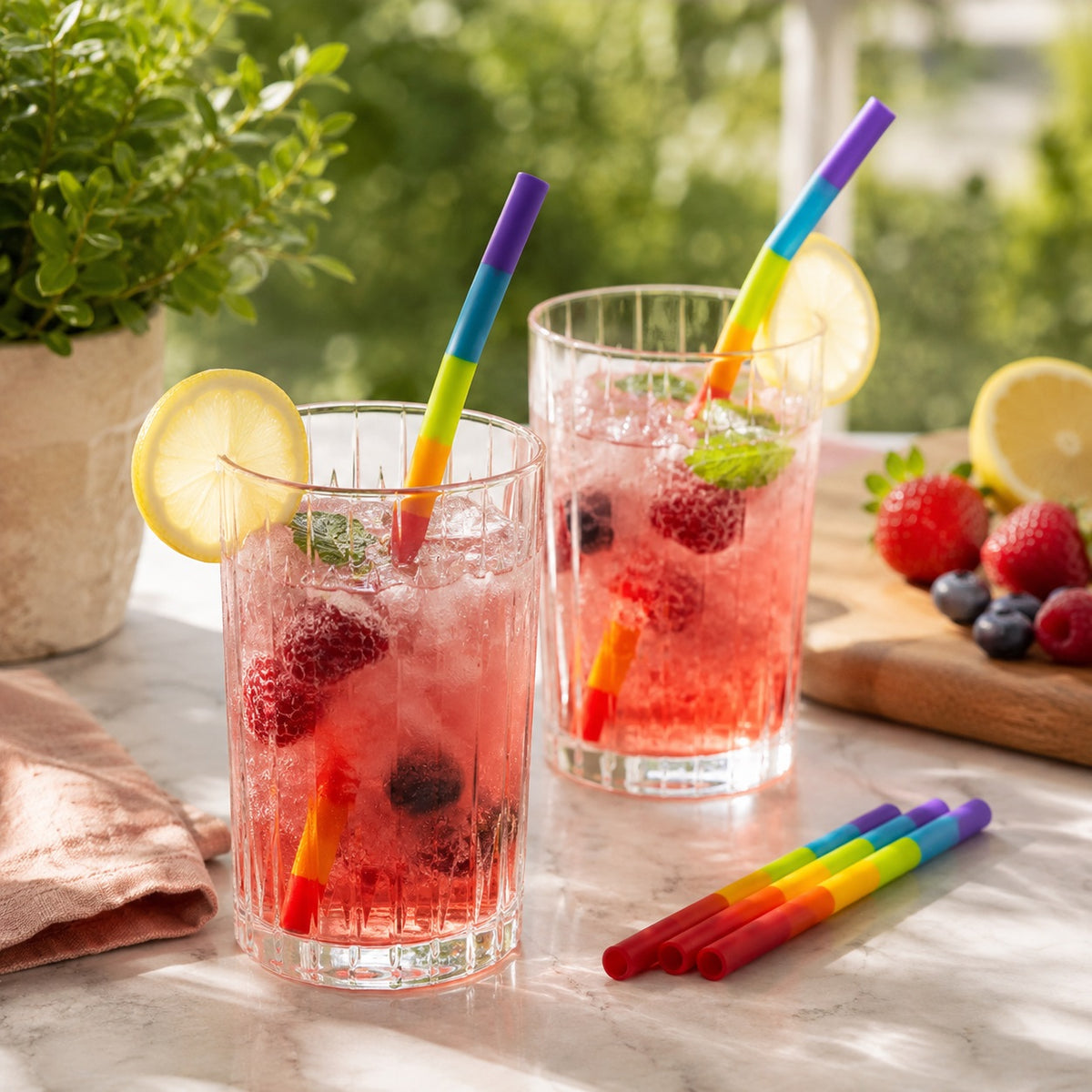 Taylors Eye Witness Rainbow Silicone Reusable Drinking Straws Assorted Pack of 4 LTS7BRB | Dishwasher Safe | Plastic Free Straws | Smoothie Straws | Milkshake Straws | Juice Straws
