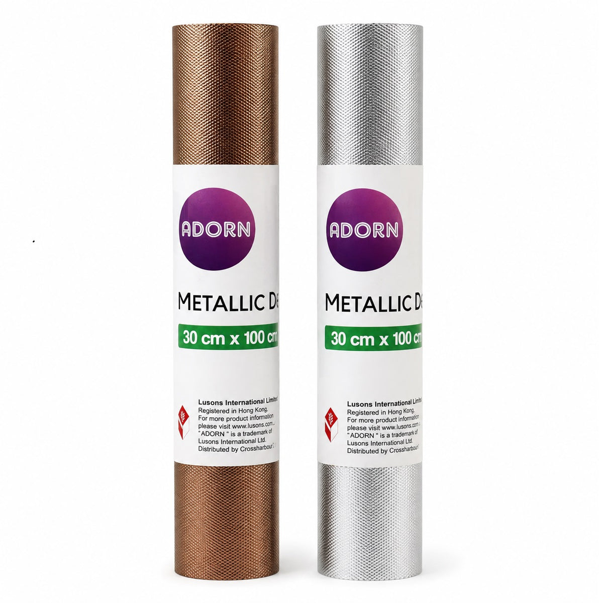 Adorn Metallic Drawer Mat Roll Assorted 30cm x 100cm Pack of 1 AE038 | Non-Slip Textured Metallic Shelf Liner and Cabinet Protector | Copper and Silver Assorted