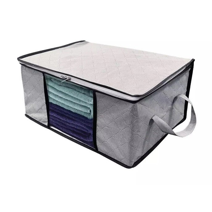 Country Club Underbed Storage Bag Grey 56 x 35 x 25cm STO227417 | Beathable Fabric | Clear Window | Double Zip lid | Compact Design | Folds Down When Not In Use | Organiser Bag | Clothes Storage Bag | Space Saving Bag