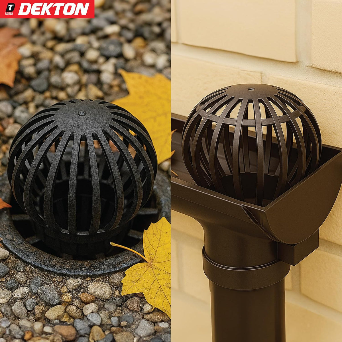 Dekton Drainpipe Covers Black 145mm x 132mm Pack of 2 DT30375 | Gutter Balloon Guards | Flexible Downpipe Leaf Filters | Weatherproof Blockage Protectors