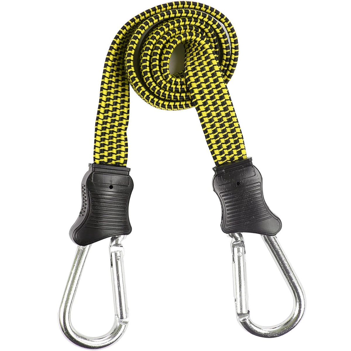 Dekton Flat Bungee Cord with Carabiner Hook Multicolour 48-Inch DT70694 | Durable and Strong Elastic Tie-Down Strap | Steel Clips for Cargo-Luggage-Camping-Surfboard