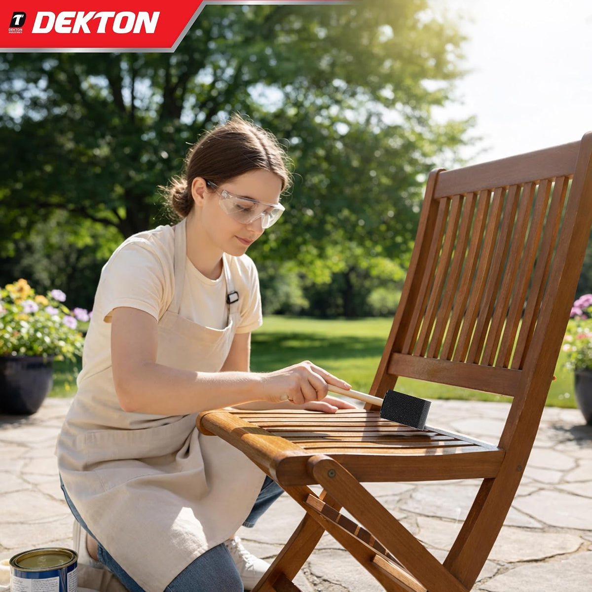Dekton Low Density Multi-Surface Foam Brushes Set Black Pack of 6 DT95847 | 2x25mm-2x50mm-1x75mm-1x100mm | Leaves No Brush Marks for a Smooth Finish | Ideal for Varnishing or Staining Wood Tables-Chairs and Floors | Easy to Use and Clean