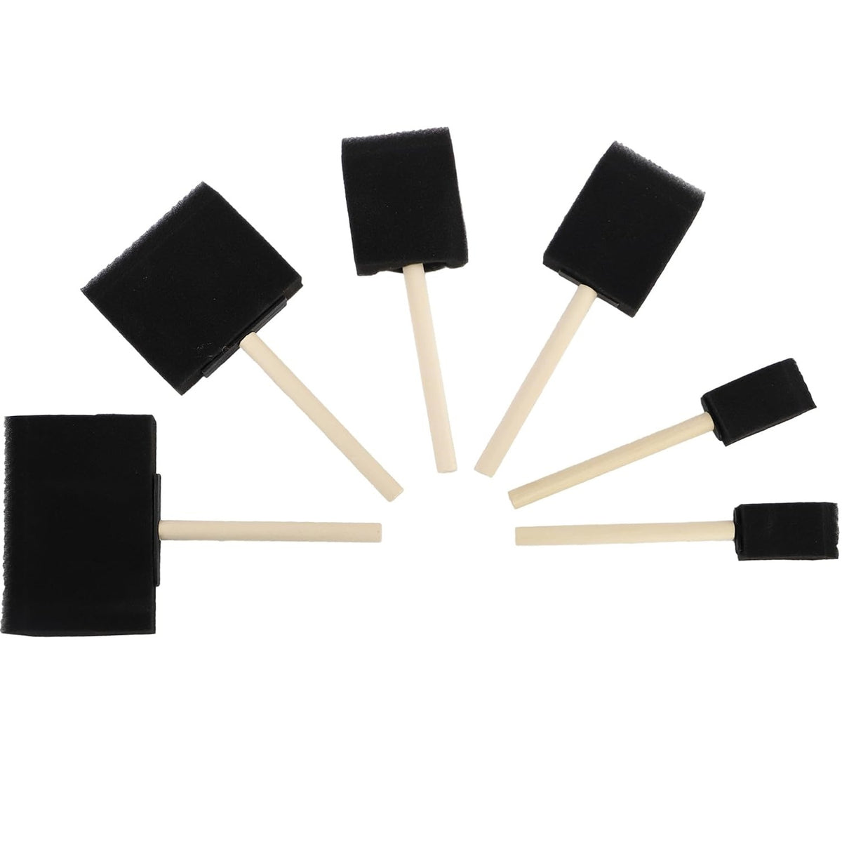 Dekton Low Density Multi-Surface Foam Brushes Set Black Pack of 6 DT95847 | 2x25mm-2x50mm-1x75mm-1x100mm | Leaves No Brush Marks for a Smooth Finish | Ideal for Varnishing or Staining Wood Tables-Chairs and Floors | Easy to Use and Clean