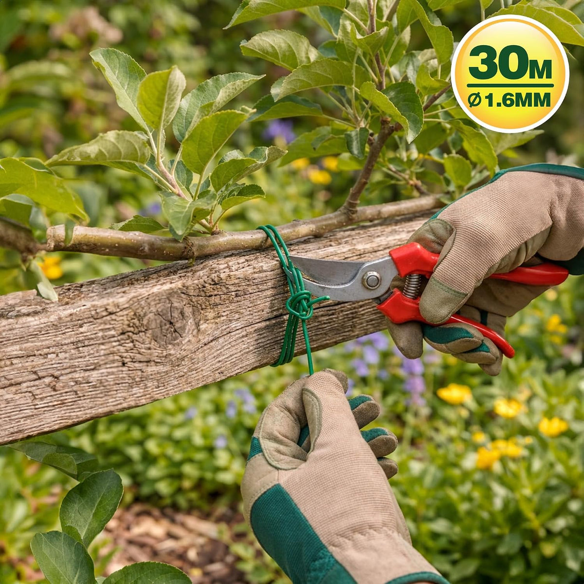 Dekton Coated Galvanised Wire Green 30Mtr x 1.6mm DTG2060 | Ideal for Tying-Fixing and Fencing | Rust and Corrosion Proof | Extra Resistance to Tension and Pressure | Easy to Cut to Any Length | Weatherproof and Reusable