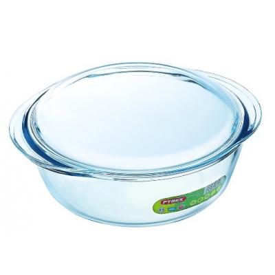 Pyrex Essentials Round Glass Casserole With Lid Clear 1Ltr 207A000