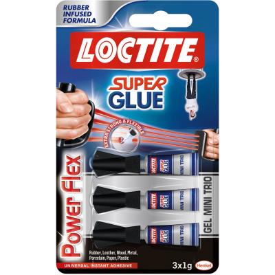 Henkel Loctite Super Glue Gel Mini Trio 1g Pack of 3 1885734 | Rubber Infused Formula | Extra Strong and Flexible