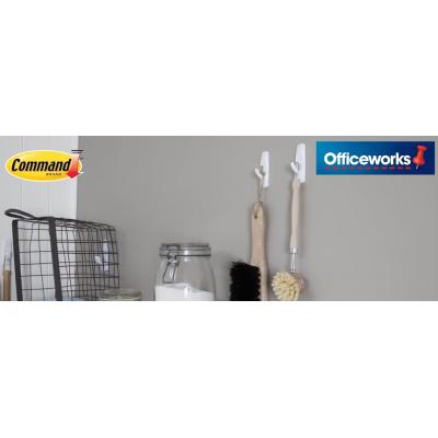 Command White Medium Self Adhesive Damage-Free Water-Resistant Dishwasher Safe Hanging Designer Hooks and Strips Holds 1.3Kg / 3lb 17081ES