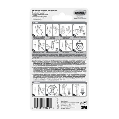 Command Self Adhesive Damage-Free Indoor Hanging Designer Hooks and Strips Holds and Strips White Small 450g/1lb 17082ES