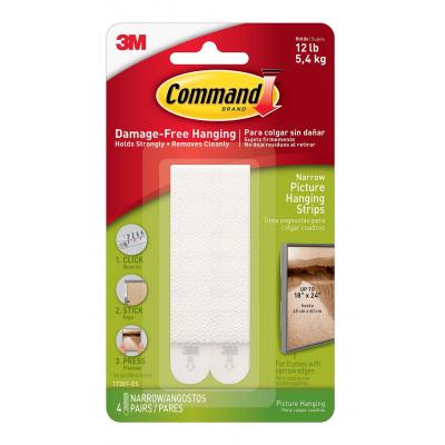 Command White Narrow Self Adhesive Damage-Free Picture Hanging Removable Strips Holds 12lbs/5.4Kg 17207-ES