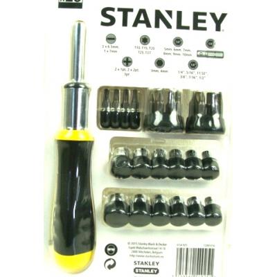 Stanley Compact Lightweight Portable Reusable Soft Grip Ratchet Screwdriver Set Metallic Silver 29Pk 0-54-925