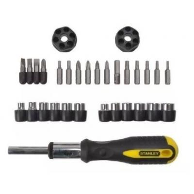 Stanley Compact Lightweight Portable Reusable Soft Grip Ratchet Screwdriver Set Metallic Silver 29Pk 0-54-925