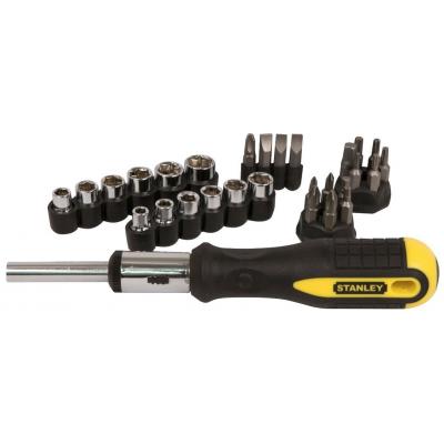 Stanley Compact Lightweight Portable Reusable Soft Grip Ratchet Screwdriver Set Metallic Silver 29Pk 0-54-925