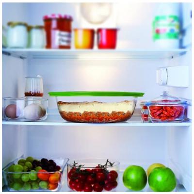 Pyrex Cook and Store Transparent 4 In 1 Glass Round Dish and Green Plastic Lid Clear 1.1Ltr 20 x 18cm 207P000