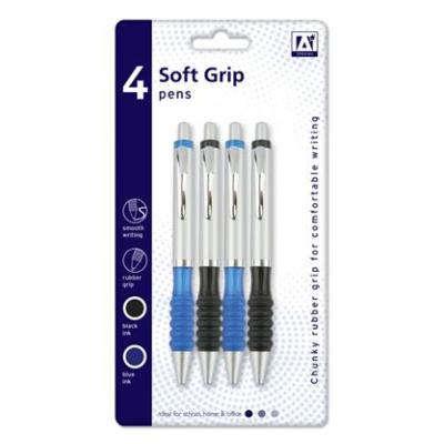 A Star Stationery Design Group Blue and Black Ink Smooth Writing Soft Grip Pens Assorted Pack of 3-Pcs PSGP 1